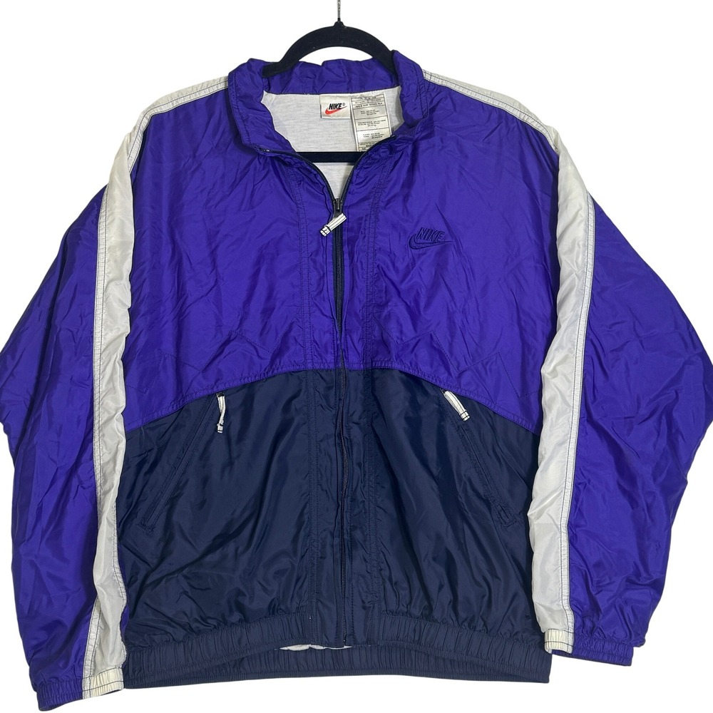 Vintage Nike Windbreaker Jacket Purple White Colorblock‎ Womens Medium